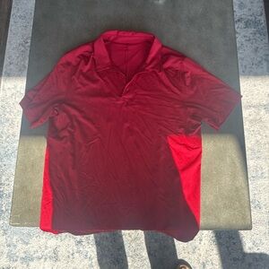 Lululemon Men's Red Short-Sleeve Polo Shirt